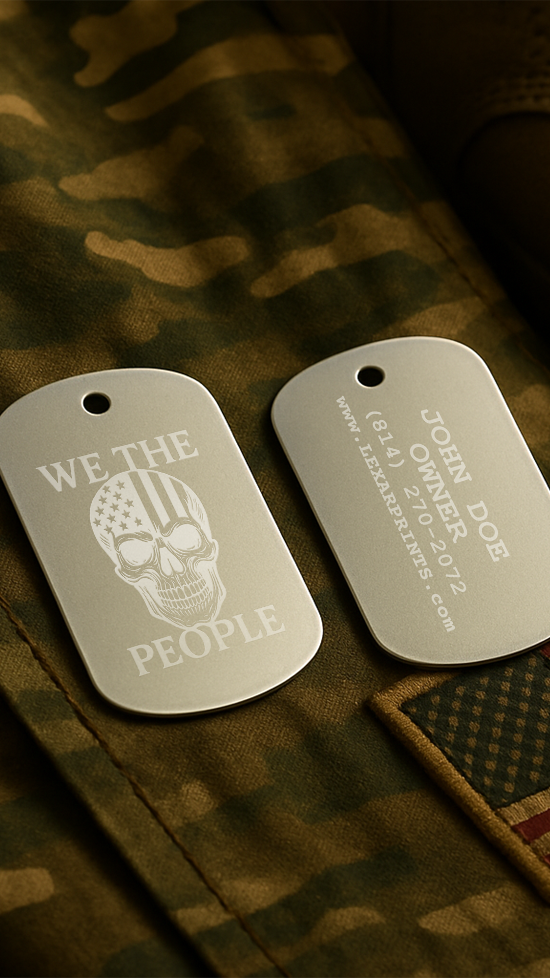 Patriotic Skull Military Dog Tag #2