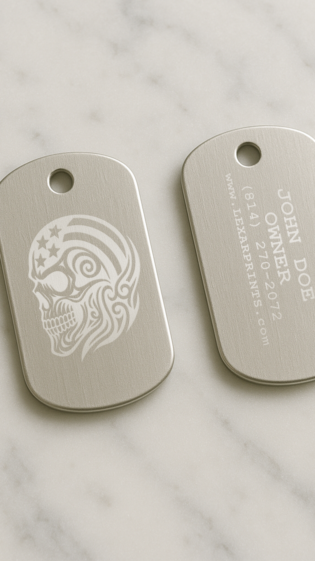 Patriotic Skull Military Dog Tag #1