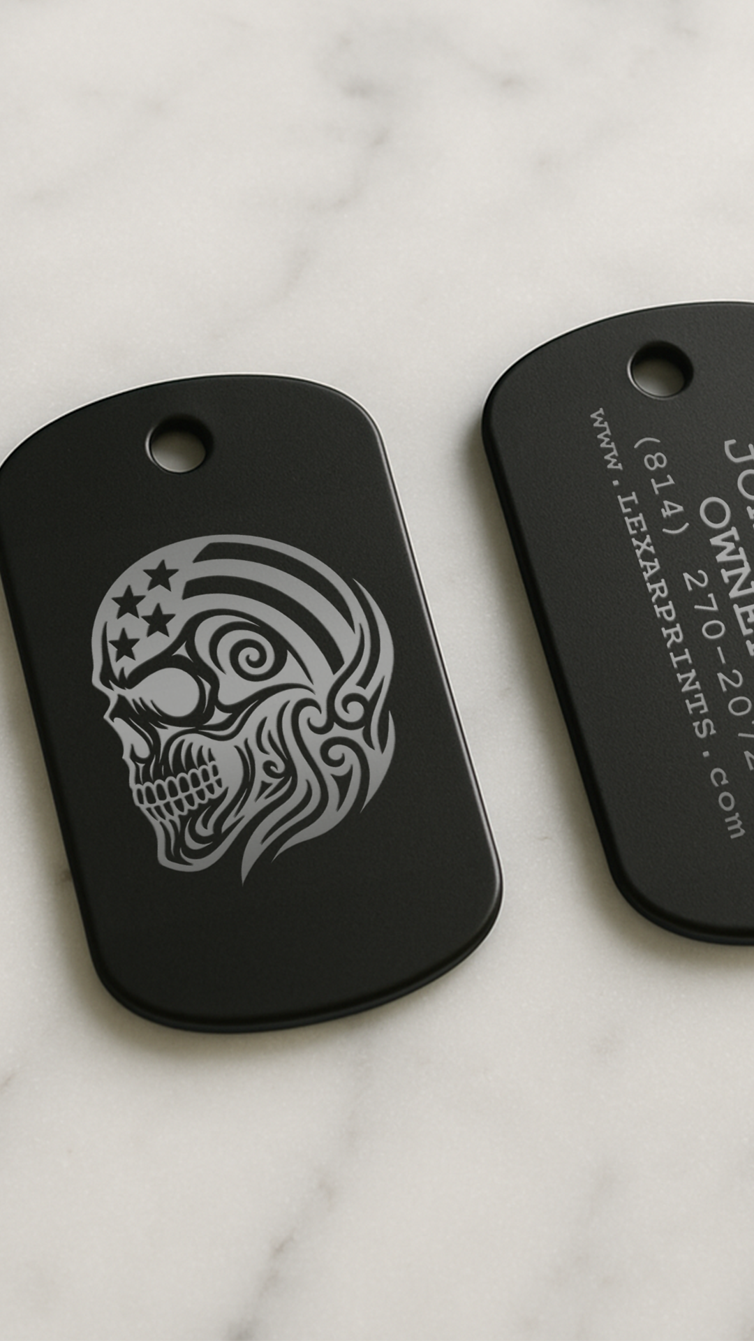 Patriotic Skull Military Dog Tag #1